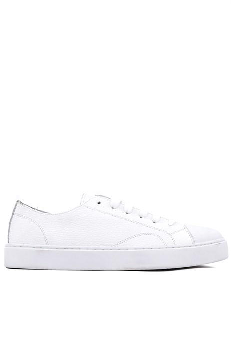 Shoetyle - Hakiki Deri Beyaz Renk Günlük Erkek Sneaker - 666-25