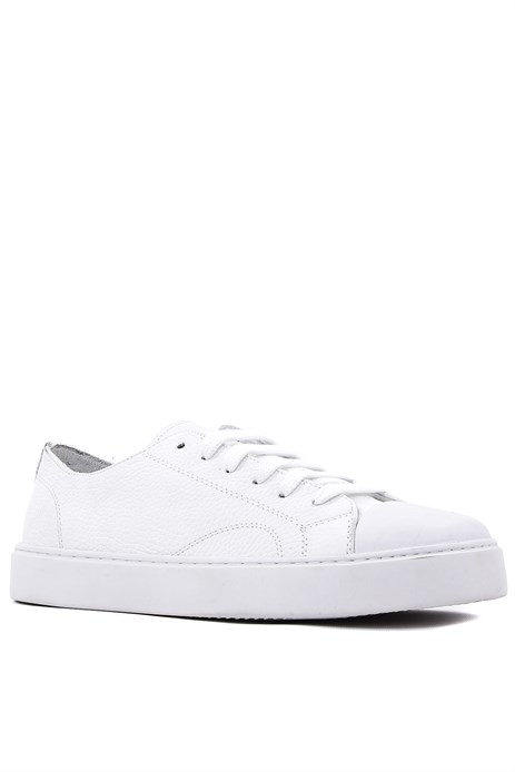 Shoetyle - Hakiki Deri Beyaz Renk Günlük Erkek Sneaker - 666-25