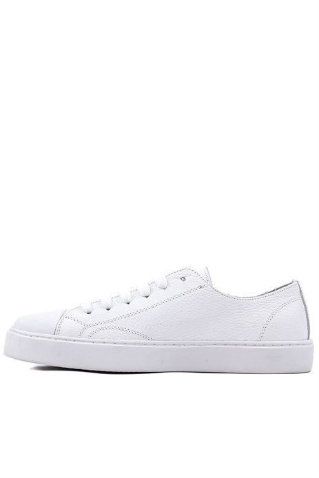 Shoetyle - Hakiki Deri Beyaz Renk Günlük Erkek Sneaker - 666-25