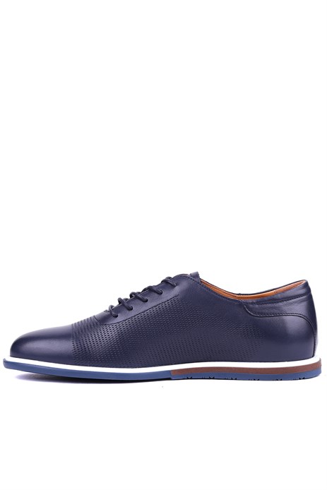 Shoetyle - Hakiki Deri Lacivert Renk Günlük Erkek Ayakkabı - 900-5089 