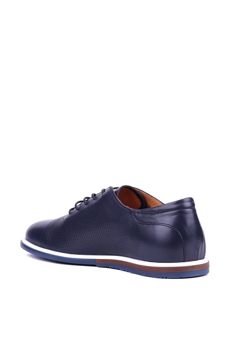 Shoetyle - Hakiki Deri Lacivert Renk Günlük Erkek Ayakkabı - 900-5089 