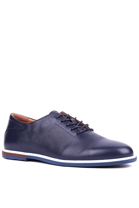 Shoetyle - Hakiki Deri Lacivert Renk Günlük Erkek Ayakkabı - 900-5089 