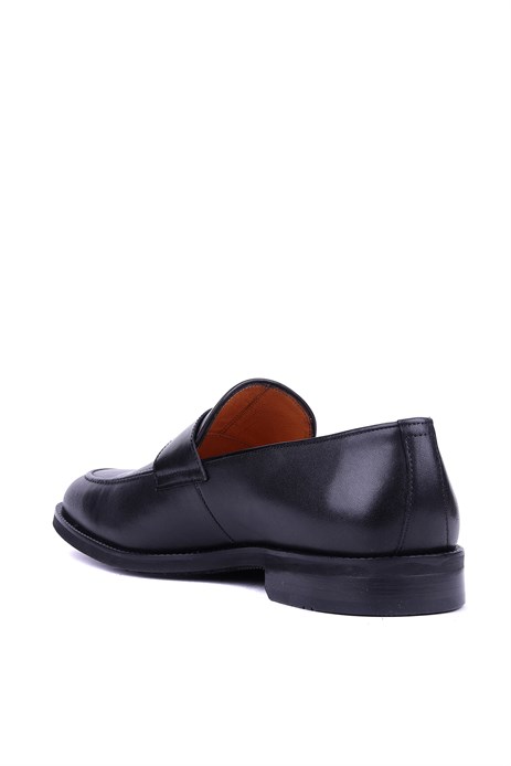 Shoetyle - Hakiki Deri Siyah Renk Bağcıksız Klasik Erkek Ayakkabı - 900-4784