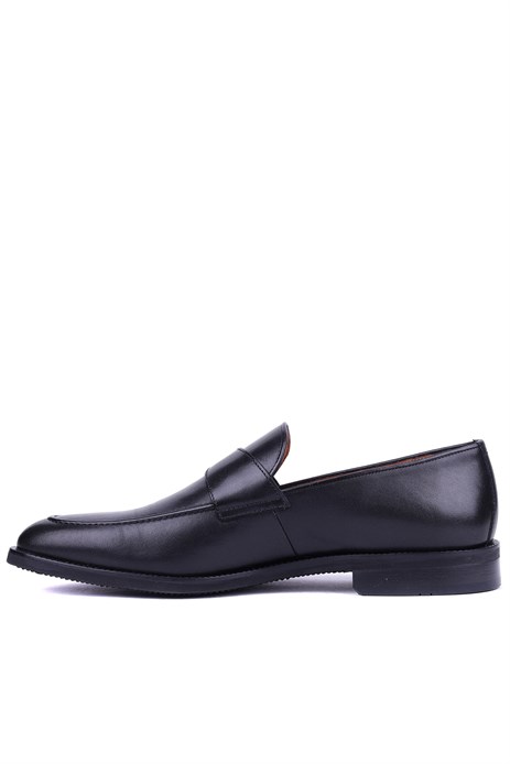 Shoetyle - Hakiki Deri Siyah Renk Bağcıksız Klasik Erkek Ayakkabı - 900-4784