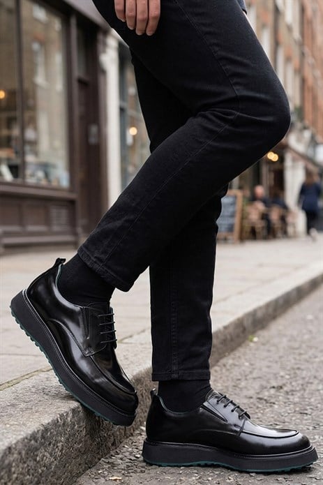 Shoetyle - Hakiki Açma Deri Siyah Renk Erkek Günlük Erkek Ayakkabı - 250-760-02 