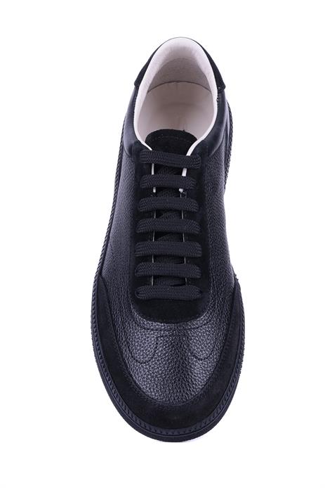 Shoetyle - Siyah Renk Hakiki Deri Bağcıklı Erkek Günlük Ayakkabı 666-1098 