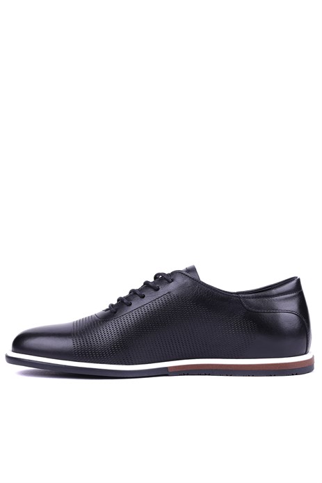 Shoetyle - Hakiki Deri Siyah Renk Günlük Erkek Ayakkabı - 900-5089