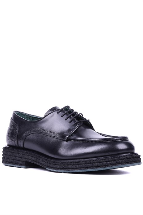 Shoetyle - Hakiki Deri Siyah Renk Günlük Erkek Ayakkabı - 250-760-01 