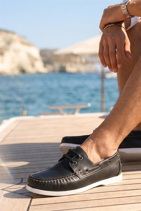 Shoetyle - Hakiki Deri Siyah Renk Günlük Erkek Loafer Ayakkabı - 900-26009