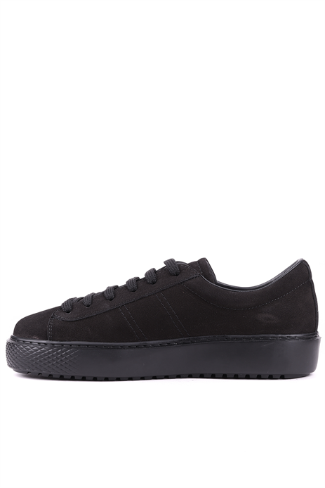 Shoetyle - Hakiki Nubuk Deri Siyah Renk Erkek Sneaker - 666-01-0346