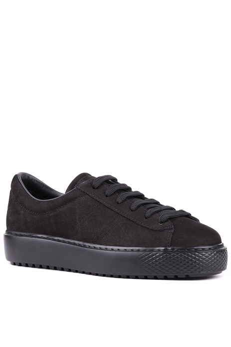 Shoetyle - Hakiki Nubuk Deri Siyah Renk Erkek Sneaker - 666-01-0346