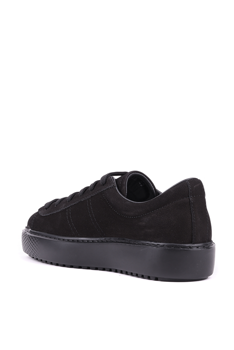 Shoetyle - Hakiki Nubuk Deri Siyah Renk Erkek Sneaker - 666-01-0346