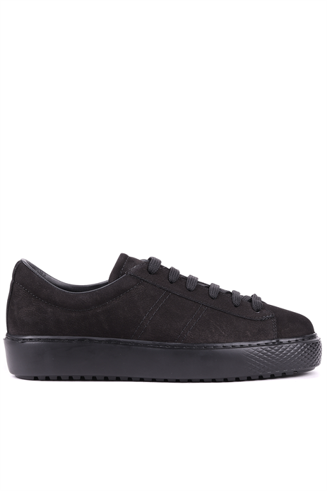 Shoetyle - Hakiki Nubuk Deri Siyah Renk Erkek Sneaker - 666-01-0346