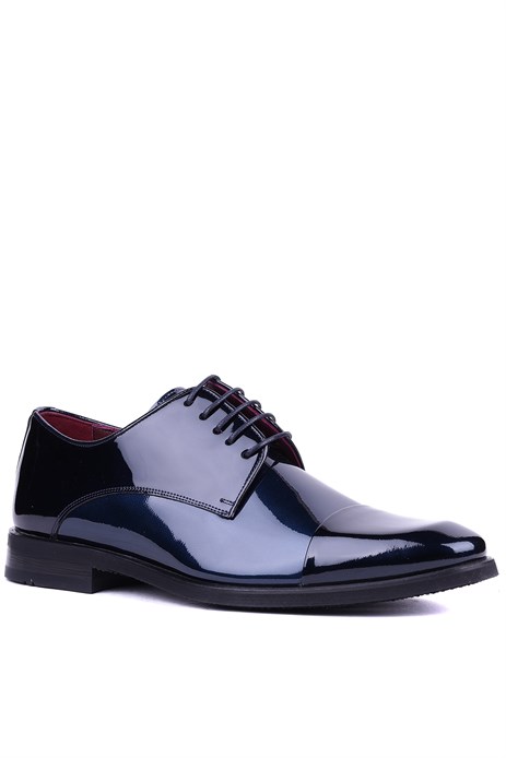 Shoetyle - Hakiki Rugan Deri Lacivert Renk Erkek Klasik Ayakkabı - 900-3710