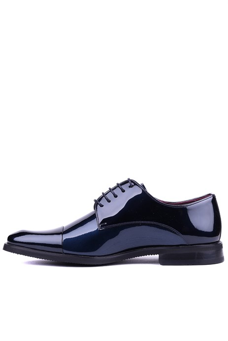 Shoetyle - Hakiki Rugan Deri Lacivert Renk Erkek Klasik Ayakkabı - 900-3710
