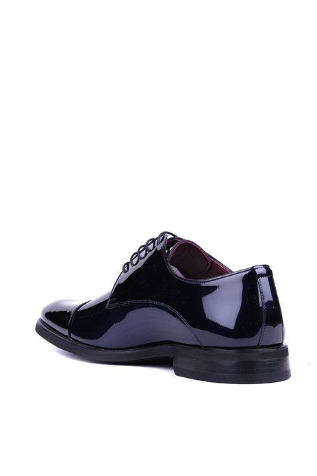 Shoetyle - Hakiki Rugan Deri Lacivert Renk Erkek Klasik Ayakkabı - 900-3710