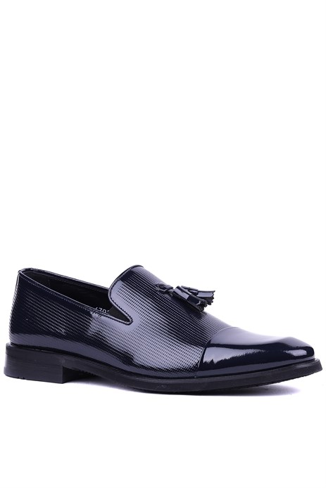 Shoetyle - Hakiki Rugan Deri Lacivert Renk Erkek Klasik Ayakkabı - 900-4702