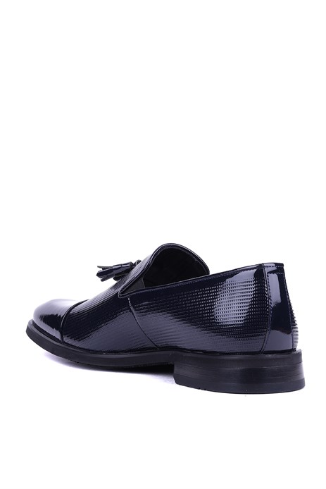 Shoetyle - Hakiki Rugan Deri Lacivert Renk Erkek Klasik Ayakkabı - 900-4702