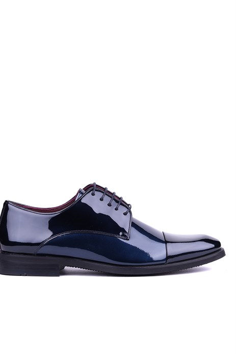 Shoetyle - Hakiki Rugan Deri Lacivert Renk Erkek Klasik Ayakkabı - 900-3710