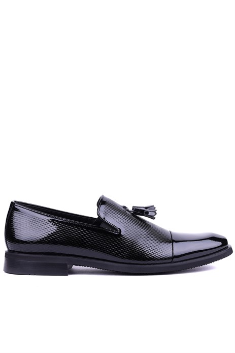 Shoetyle - Hakiki Rugan Deri Siyah Renk Klasik Erkek Ayakkabı - 900-4702