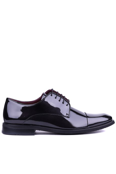 Shoetyle - Hakiki Rugan Deri Siyah Renk Klasik Erkek Ayakkabı - 900-3710