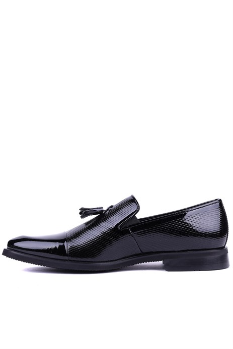 Shoetyle - Hakiki Rugan Deri Siyah Renk Klasik Erkek Ayakkabı - 900-4702