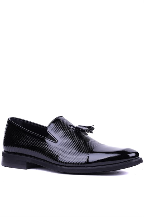 Shoetyle - Hakiki Rugan Deri Siyah Renk Klasik Erkek Ayakkabı - 900-4702
