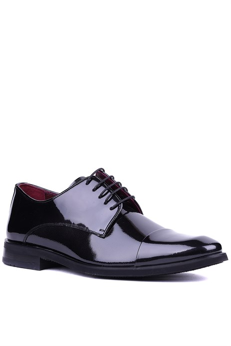 Shoetyle - Hakiki Rugan Deri Siyah Renk Klasik Erkek Ayakkabı - 900-3710