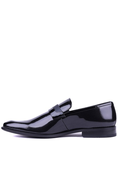Shoetyle - Hakiki Rugan Deri Siyah Renk Klasik Erkek Ayakkabı - 900-2602