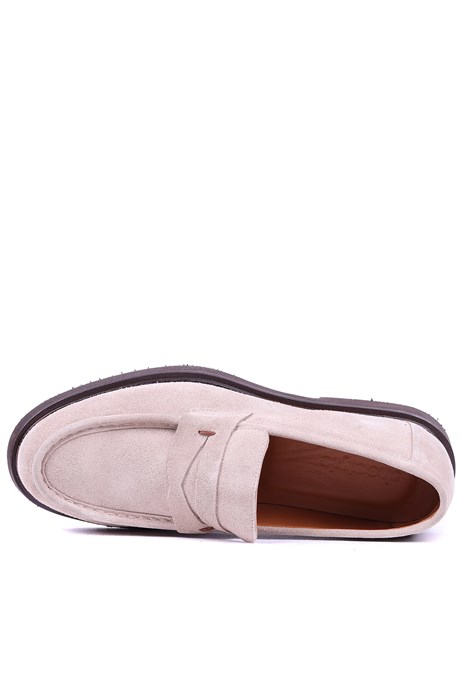 Shoetyle - Hakiki Süet Deri Bej Rengi Erkek Loafer - 250-1975 