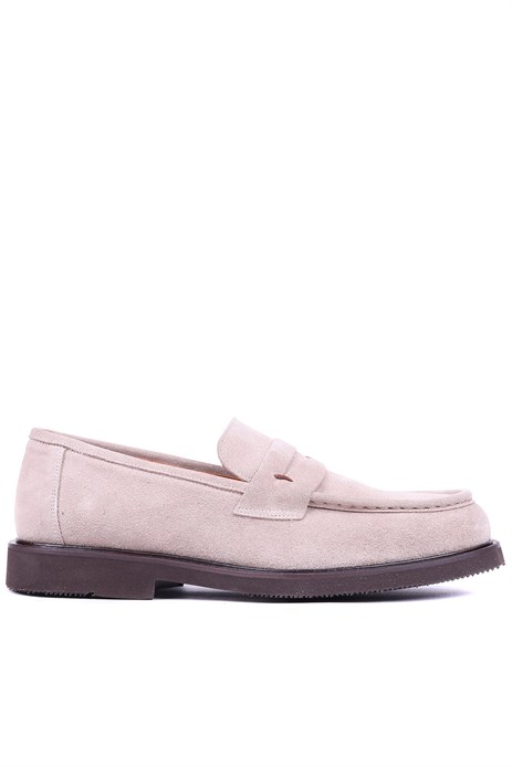 Shoetyle - Hakiki Süet Deri Bej Rengi Erkek Loafer - 250-1975 