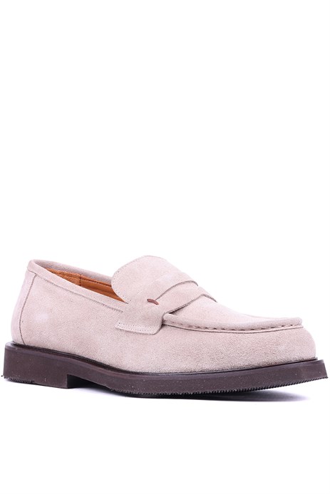 Shoetyle - Hakiki Süet Deri Bej Rengi Erkek Loafer - 250-1975 