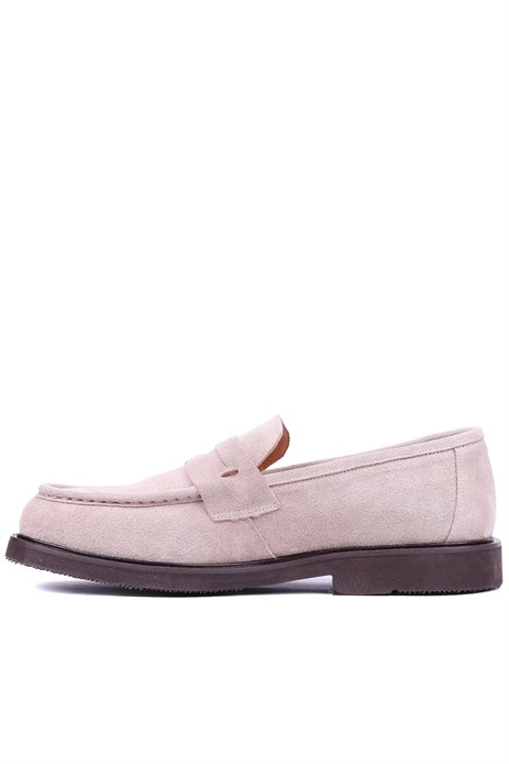 Shoetyle - Hakiki Süet Deri Bej Rengi Erkek Loafer - 250-1975 