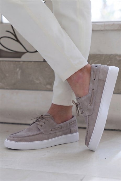 Shoetyle - Hakiki Süet Deri Bej Rengi Günlük Erkek Ayakkabı - 115-K512-1065