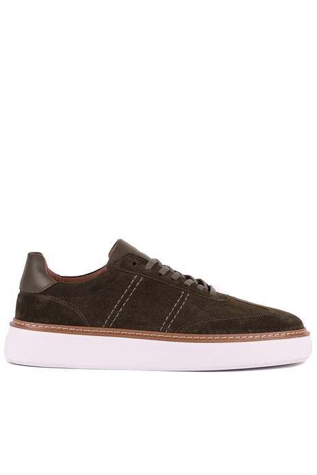 Shoetyle - Hakiki Süet Deri Haki Renk Bağcıklı Günlük Erkek Ayakkabı - 250-3001