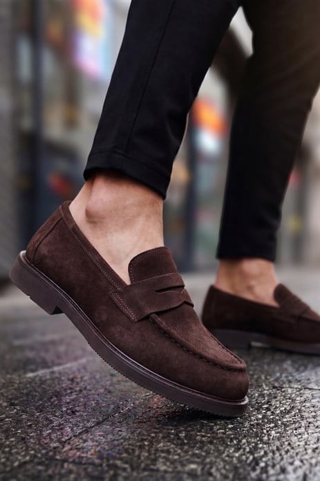 Shoetyle - Hakiki Süet Deri Kahverengi Erkek Loafer - 250-1975