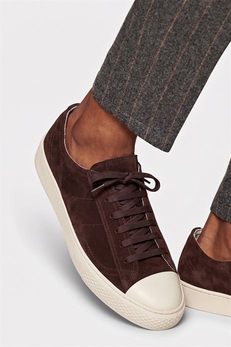 Shoetyle - Hakiki Süet Deri Kahverengi Erkek Sneaker - 666-0386 