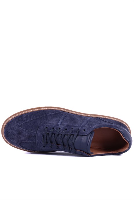 Shoetyle - Hakiki Süet Deri Lacivert Renk Bağcıklı Günlük Erkek Ayakkabı - 250-3001
