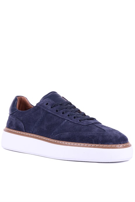 Shoetyle - Hakiki Süet Deri Lacivert Renk Bağcıklı Günlük Erkek Ayakkabı - 250-3001