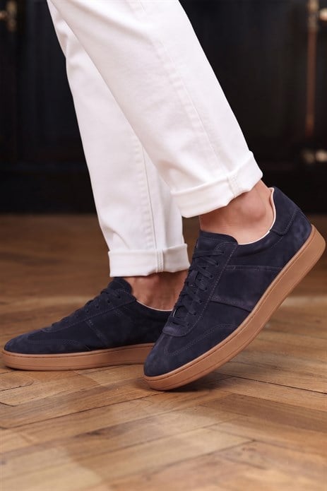 Shoetyle - Hakiki Süet Deri Lacivert Renk Erkek Sneaker - 666-SH-10-129