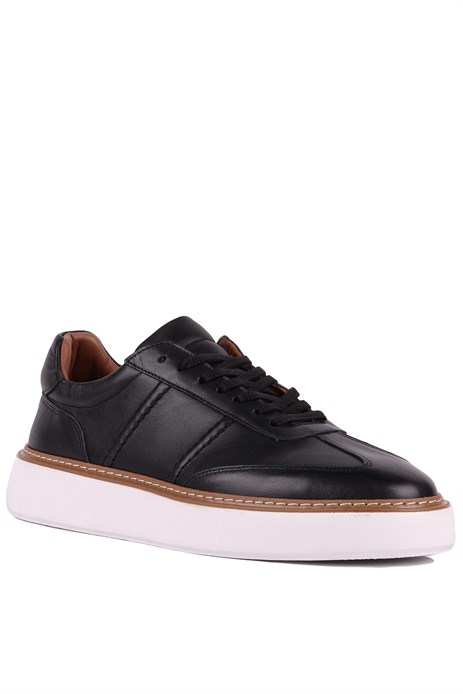 Shoetyle - Hakiki Deri Siyah Renk Bağcıklı Günlük Erkek Ayakkabı - 250-3001
