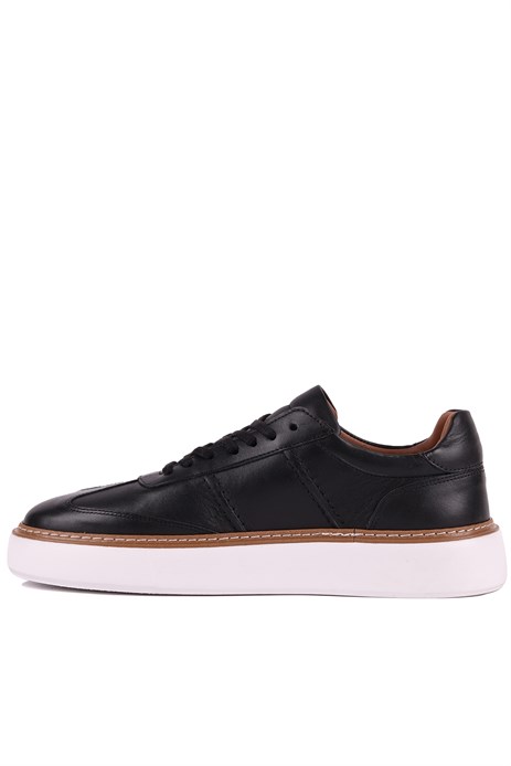 Shoetyle - Hakiki Deri Siyah Renk Bağcıklı Günlük Erkek Ayakkabı - 250-3001