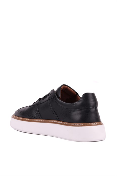 Shoetyle - Hakiki Deri Siyah Renk Bağcıklı Günlük Erkek Ayakkabı - 250-3001