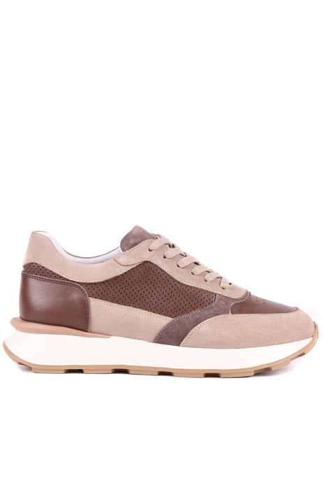 Shoetyle - Hakki Deri Bej Rengi Günlük Erkek Sneaker - 250-3000
