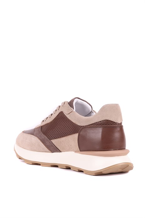 Shoetyle - Hakki Deri Bej Rengi Günlük Erkek Sneaker - 250-3000