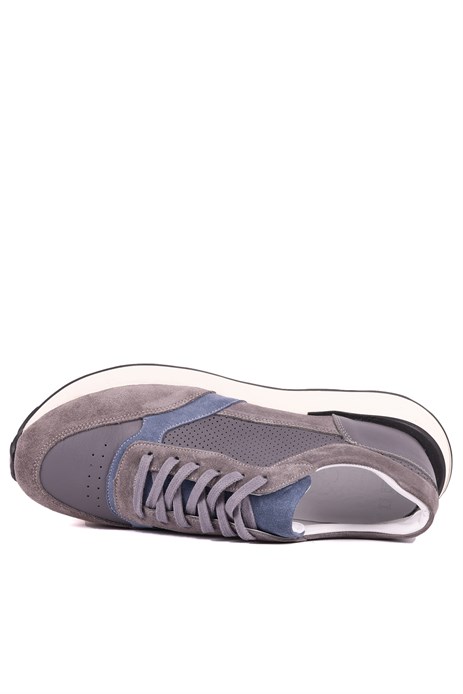 Shoetyle - Hakiki Deri Gri Renk Günlük Erkek Sneaker - 250-3000 