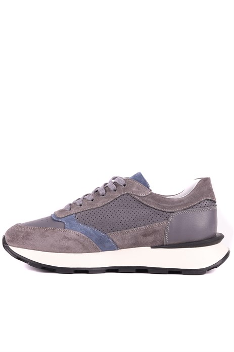 Shoetyle - Hakiki Deri Gri Renk Günlük Erkek Sneaker - 250-3000 