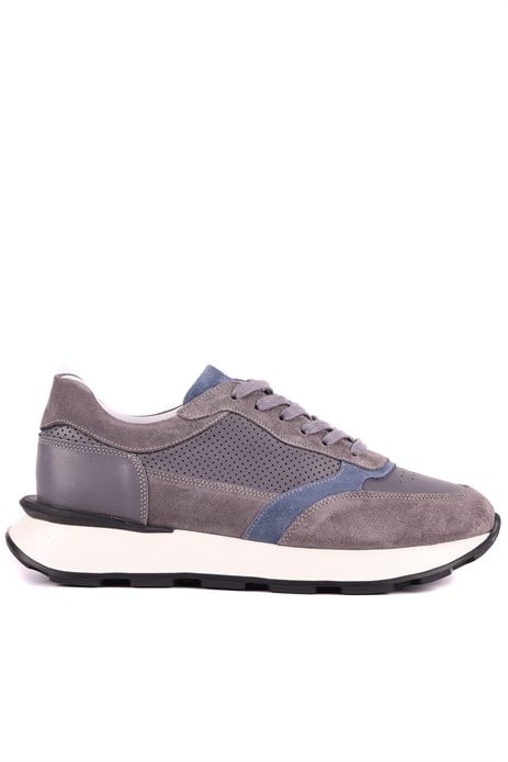 Shoetyle - Hakiki Deri Gri Renk Günlük Erkek Sneaker - 250-3000 