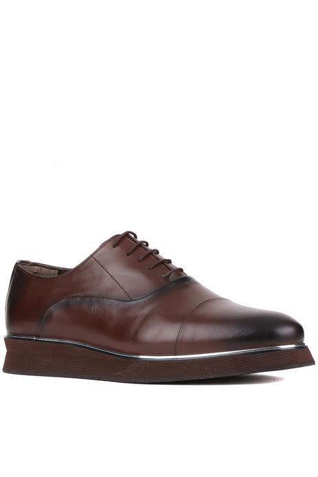 Shoetyle - Kahverengi Deri Bağcıklı Erkek Klasik Ayakkabı 250-2030