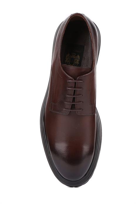 Shoetyle - Kahverengi Deri Bağcıklı Erkek Klasik Ayakkabı 250-2013